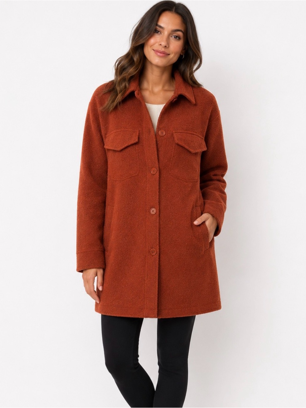 Mexx Women's Rust Teddy Shacket Jacket